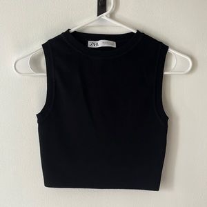 {Zara} Black Sweater Cropped Tank Top